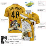 Custom Gold-Black Darts Beer Dartboard Performance Polo Shirt