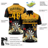 Custom Black-Gold Darts Beer Dartboard Performance Polo Shirt