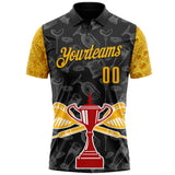 Custom Black-Gold Darts Beer Skeleton Dartboard Performance Polo Shirt