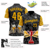 Custom Black-Gold Darts Beer Skeleton Dartboard Performance Polo Shirt