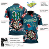 Custom Blue Kelly Green Black-White Darts Poker Chips Performance Polo Shirt