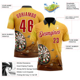 Custom Yellow Red Black-White Darts Dartboard Performance Polo Shirt