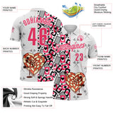 Custom White-Neon Pink Darts Poker Heart Dartboard Performance Polo Shirt