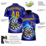 Custom Blue Gold-Black Darts Poker Chips Performance Polo Shirt
