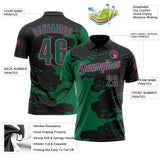 Custom Black Kelly Green-Pink Fluid Paint Splash Performance Polo Shirt