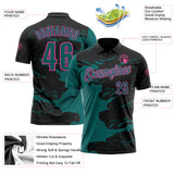 Custom Black Teal-Pink Fluid Paint Splash Performance Polo Shirt
