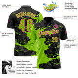 Custom Black Neon Green-Pink Fluid Paint Splash Performance Polo Shirt