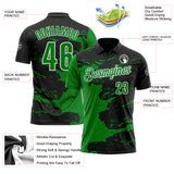 Custom Black Grass Green-White Fluid Paint Splash Performance Polo Shirt