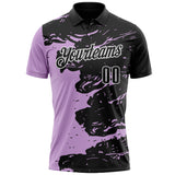 Custom Black Light Purple-White Fluid Paint Splash Performance Polo Shirt