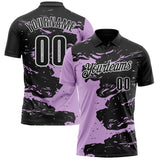 Custom Black Light Purple-White Fluid Paint Splash Performance Polo Shirt