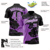 Custom Black Medium Purple-White Fluid Paint Splash Performance Polo Shirt