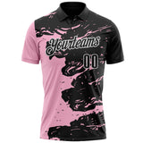 Custom Black Light Pink-White Fluid Paint Splash Performance Polo Shirt