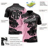 Custom Black Light Pink-White Fluid Paint Splash Performance Polo Shirt
