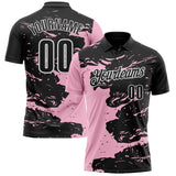 Custom Black Light Pink-White Fluid Paint Splash Performance Polo Shirt