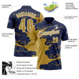 Custom Navy Old Gold-White Fluid Paint Splash Performance Polo Shirt