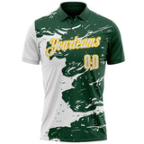 Custom Green White-Yellow Fluid Paint Splash Performance Polo Shirt