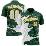 Custom Green White-Yellow Fluid Paint Splash Performance Polo Shirt
