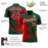 Custom Green Red-White Fluid Paint Splash Performance Polo Shirt