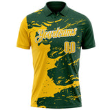 Custom Green Yellow-White Fluid Paint Splash Performance Polo Shirt