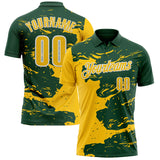 Custom Green Yellow-White Fluid Paint Splash Performance Polo Shirt
