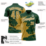 Custom Green Old Gold-White Fluid Paint Splash Performance Polo Shirt