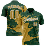 Custom Green Old Gold-White Fluid Paint Splash Performance Polo Shirt