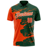 Custom Green Orange-White Fluid Paint Splash Performance Polo Shirt