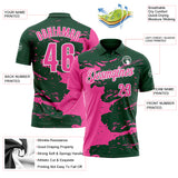 Custom Green Pink-White Fluid Paint Splash Performance Polo Shirt