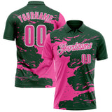Custom Green Pink-White Fluid Paint Splash Performance Polo Shirt