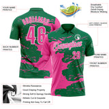 Custom Kelly Green Pink-White Fluid Paint Splash Performance Polo Shirt
