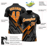 Custom Black Bay Orange Gray-White Lightning Geometric Performance Polo Shirt