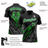 Custom Black Grass Green Gray-White Lightning Geometric Performance Polo Shirt
