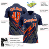 Custom Navy Orange Gray-White Lightning Geometric Performance Polo Shirt