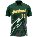 Custom Green White Gray-Yellow Lightning Geometric Performance Polo Shirt