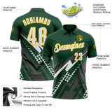 Custom Green White Gray-Yellow Lightning Geometric Performance Polo Shirt