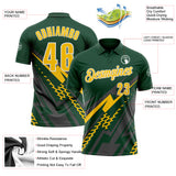 Custom Green Yellow Gray-White Lightning Geometric Performance Polo Shirt