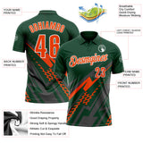 Custom Green Orange Gray-White Lightning Geometric Performance Polo Shirt