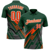 Custom Green Orange Gray-White Lightning Geometric Performance Polo Shirt