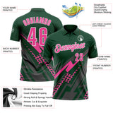 Custom Green Pink Gray-White Lightning Geometric Performance Polo Shirt