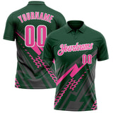 Custom Green Pink Gray-White Lightning Geometric Performance Polo Shirt