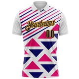 Custom White Black Hot Pink Purple-Gold Esports Performance Polo Shirt
