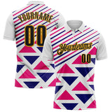 Custom White Black Hot Pink Purple-Gold Esports Performance Polo Shirt