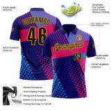 Custom Dark Purple Black Hot Pink Blue-Gold Esports Performance Polo Shirt