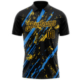 Custom Black Blue-Gold Esports Performance Polo Shirt