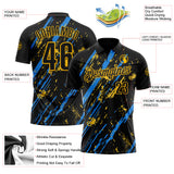 Custom Black Blue-Gold Esports Performance Polo Shirt