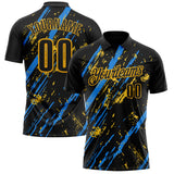 Custom Black Blue-Gold Esports Performance Polo Shirt