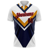 Custom White Black Yellow Navy-Fire Red Esports Performance Polo Shirt