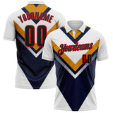 Custom White Black Yellow Navy-Fire Red Esports Performance Polo Shirt