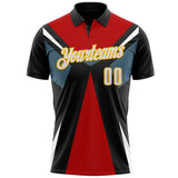 Custom Black White Red-Gold Esports Performance Polo Shirt