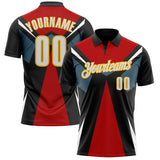 Custom Black White Red-Gold Esports Performance Polo Shirt